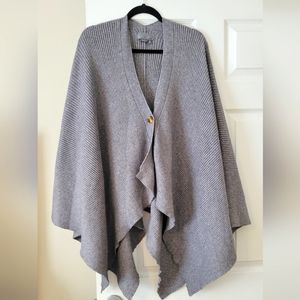 Anthropologie Poncho Sweater Gray One Size Fits All